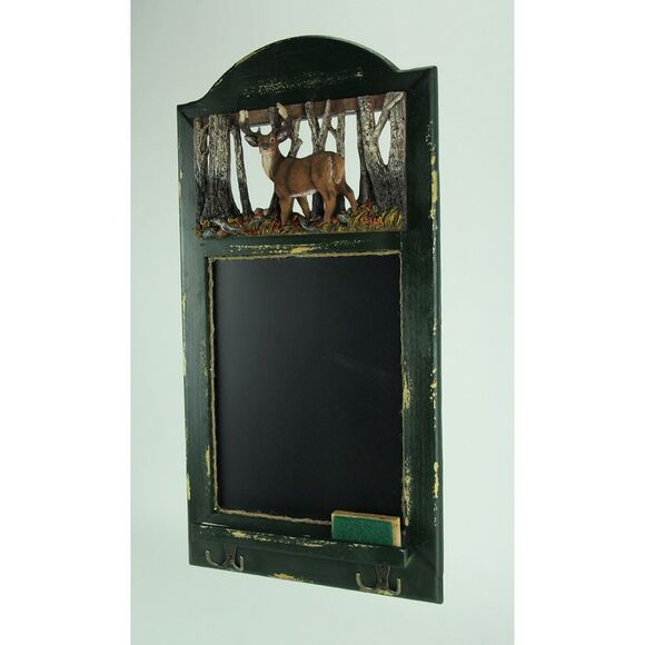 Rustic Wood Frame Country Deer Hanging Chalkboard with Hooks - Picture 2 of 3